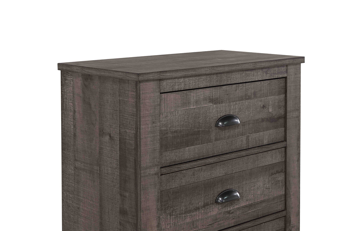 Coralee Grey Wood-Look 2-Drawer Nightstand