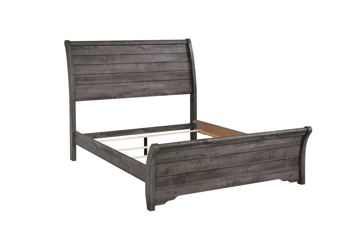 Coralee Weathered Gray Sleigh Bedroom Set