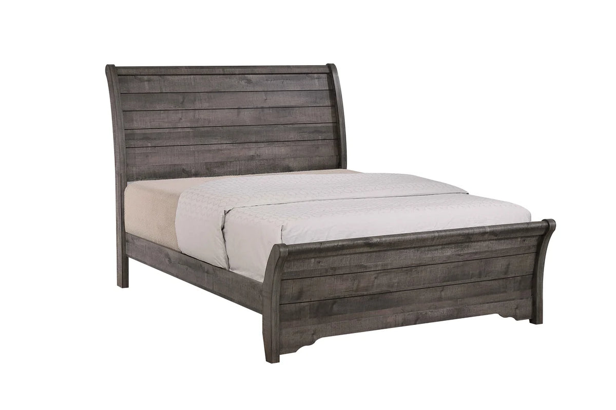 Coralee Weathered Gray Sleigh Bedroom Set