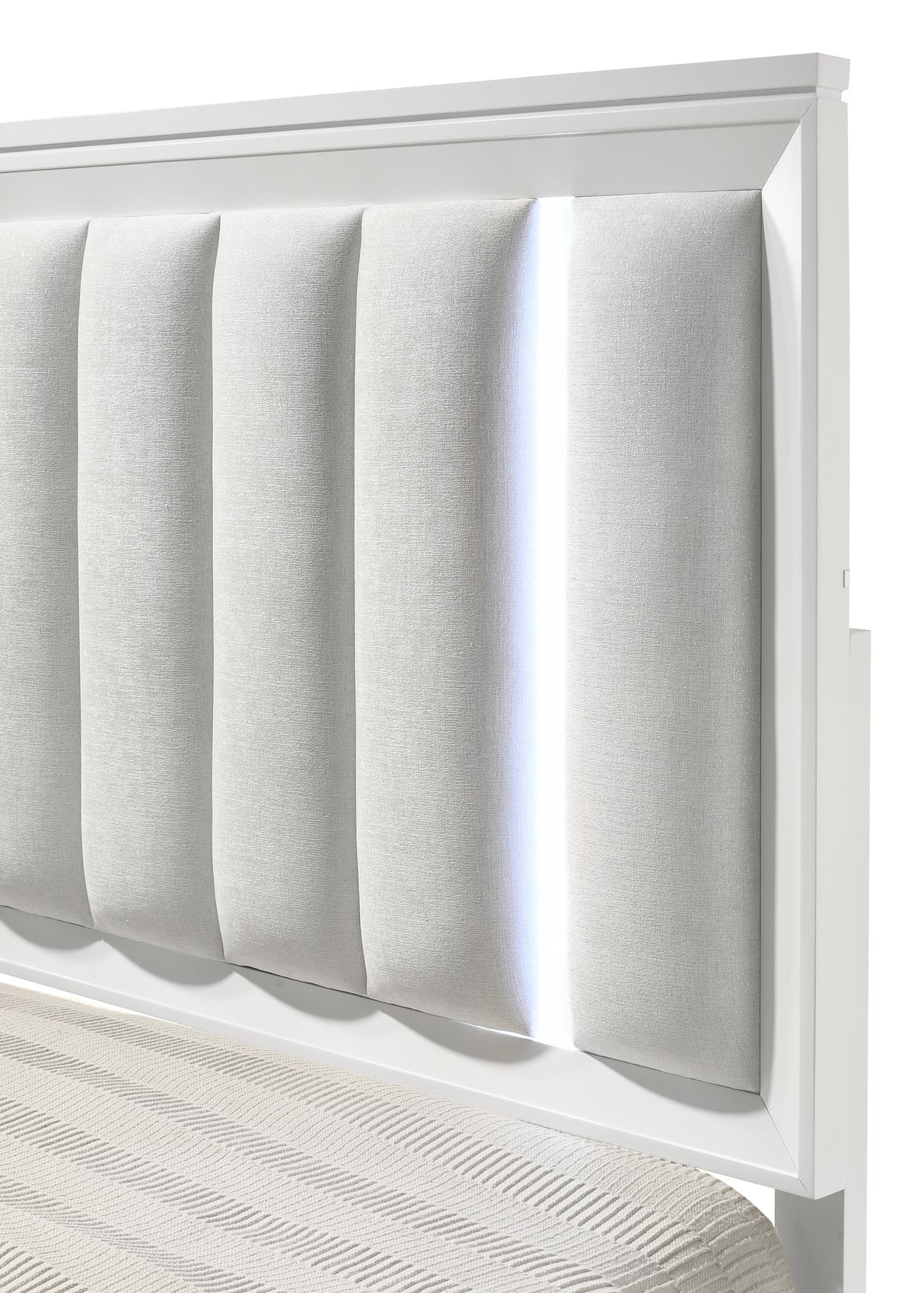 Cressida White Upholstered Bedroom Set with LED Headboard