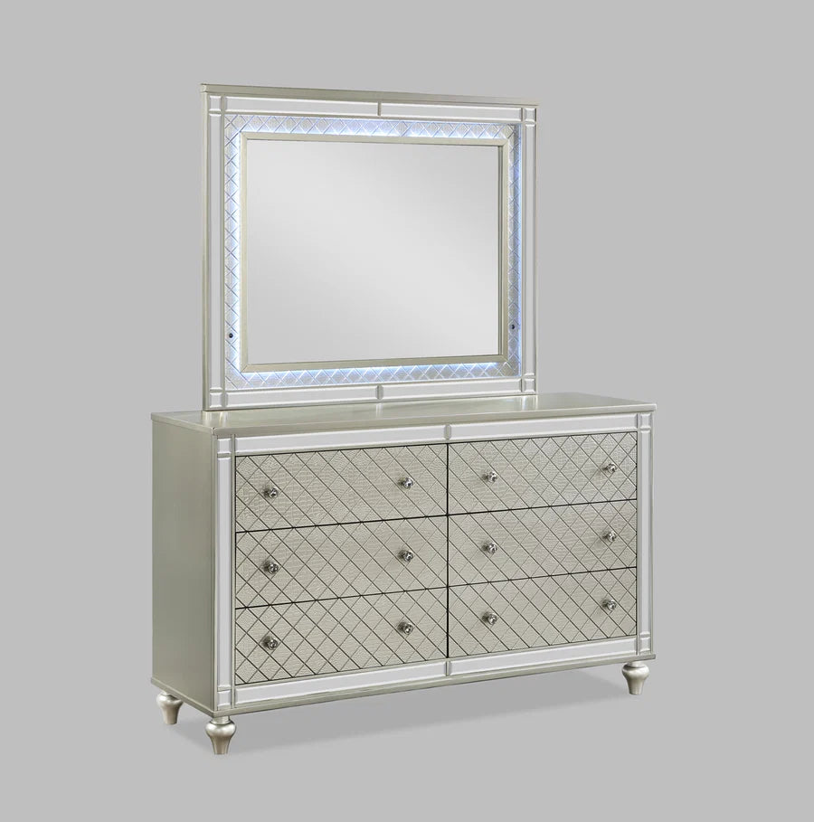 Cristian Mirrored Upholstered Bedroom Set