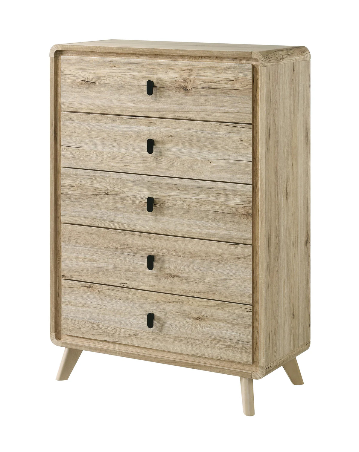 Dawson Wood-Tone 5-Drawer Chest with Tapered Legs