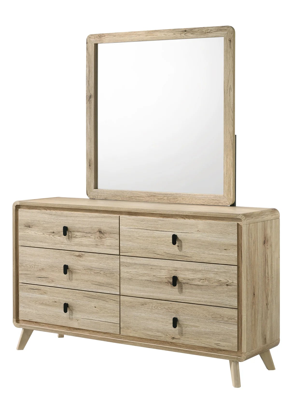 Dawson Light Wood Bedroom Set with Slatted Headboard
