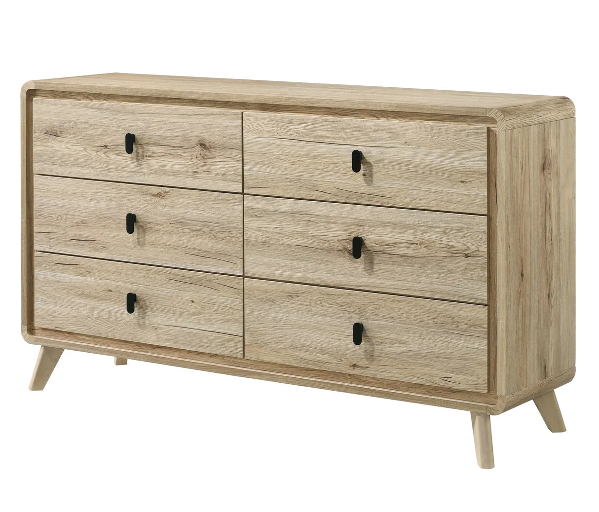 Dawson Light Wood Bedroom Set with Slatted Headboard