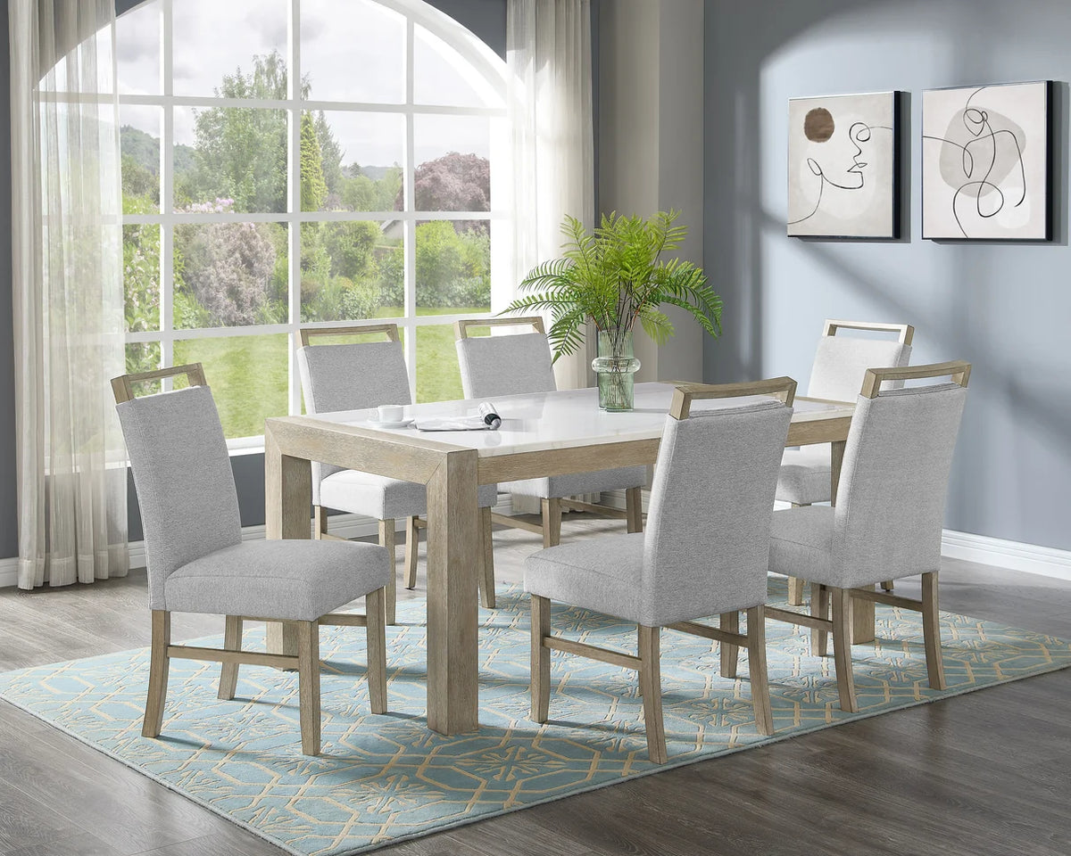 Hazel Dining Set with Upholstered Chairs and Bench