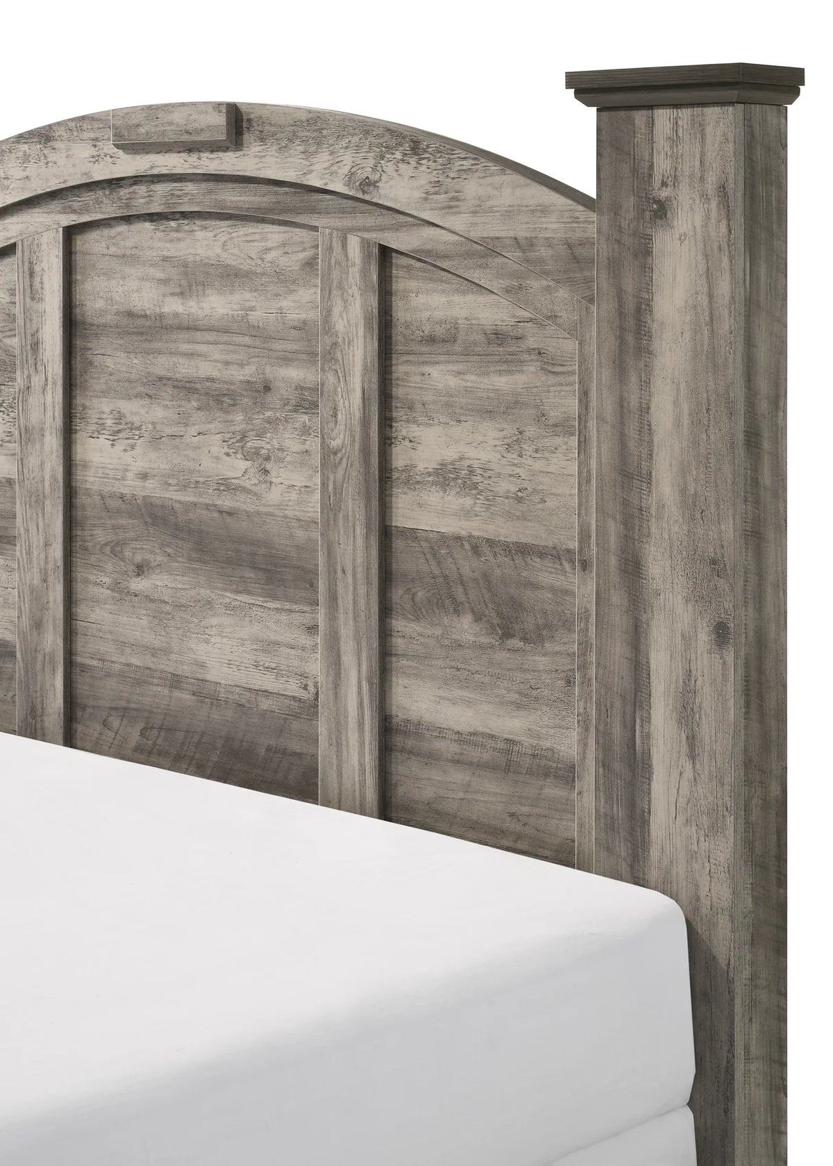 Ella-Mae Weathered Grey Panel Bed with Arched Headboard