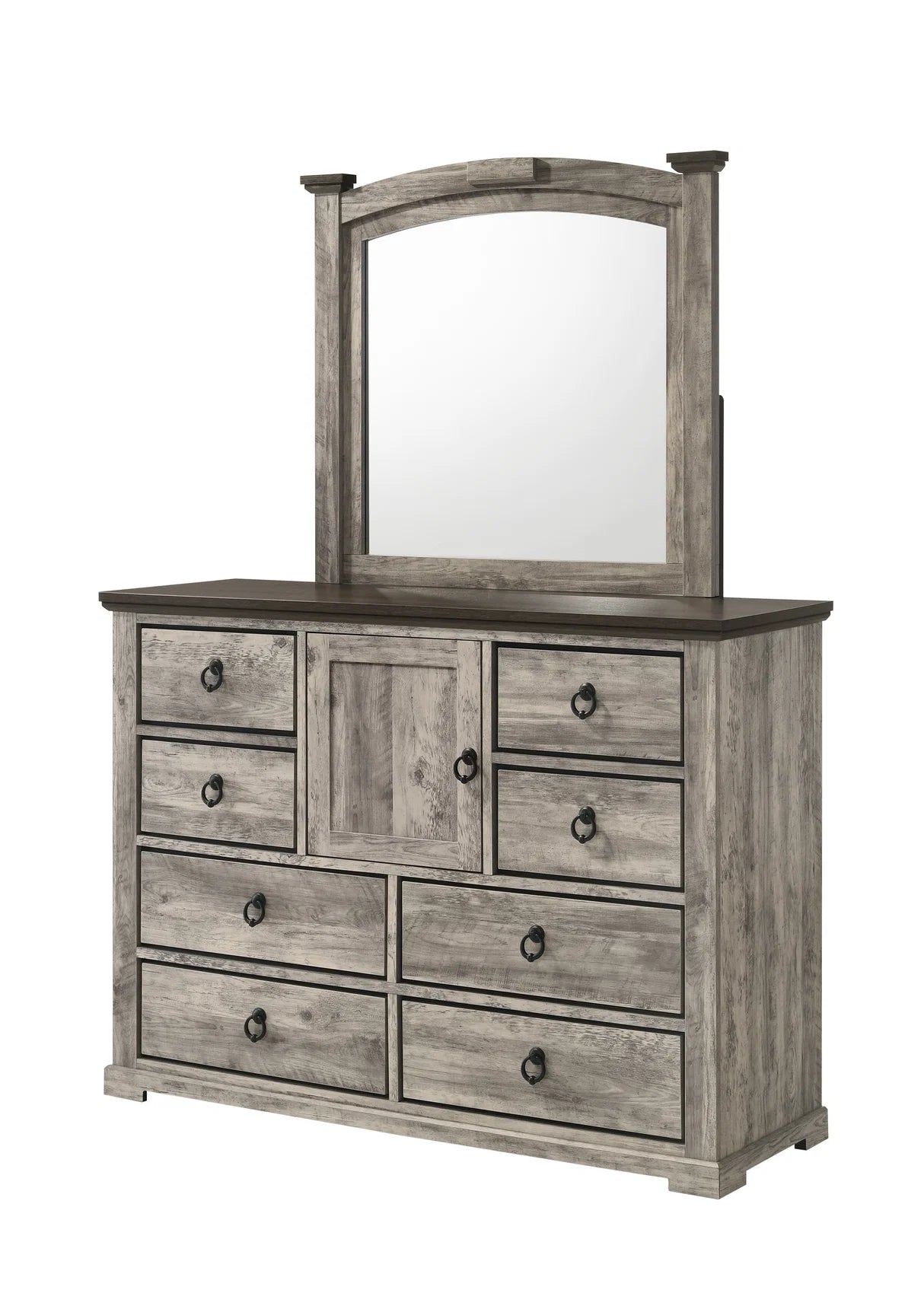 Ella-Mae Weathered Grey Wood Bedroom Set with Arched Panel Bed