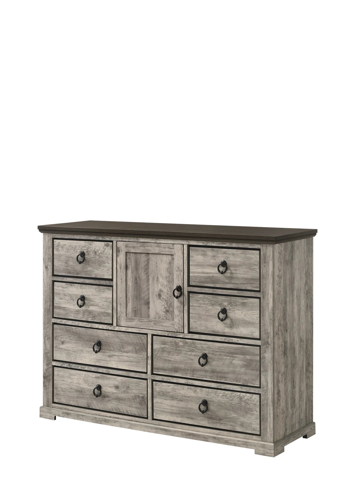 Ella-Mae Weathered Grey Wood Bedroom Set with Arched Panel Bed