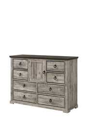 Ella-Mae Reclaimed Grey Wood-Look Dresser with Nine Drawers