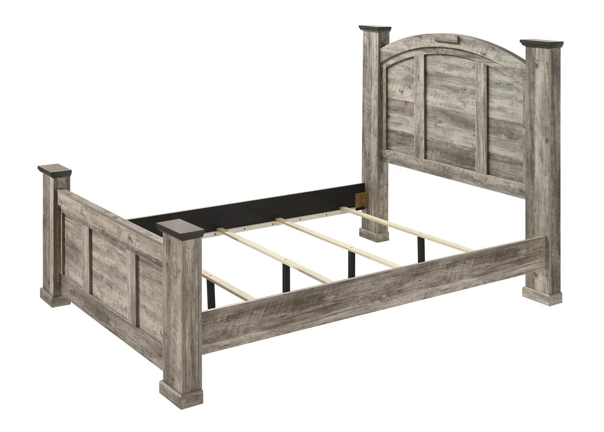 Ella-Mae Weathered Grey Panel Bed with Arched Headboard