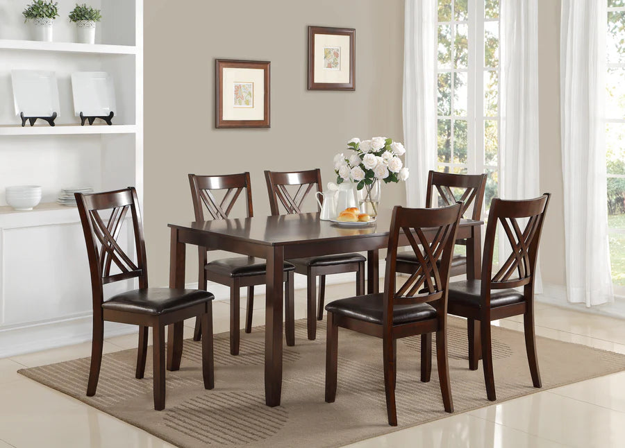 Eloise Espresso 7-Piece Dinette Set with Cross-Back Chairs | Contemporary Dining Collection