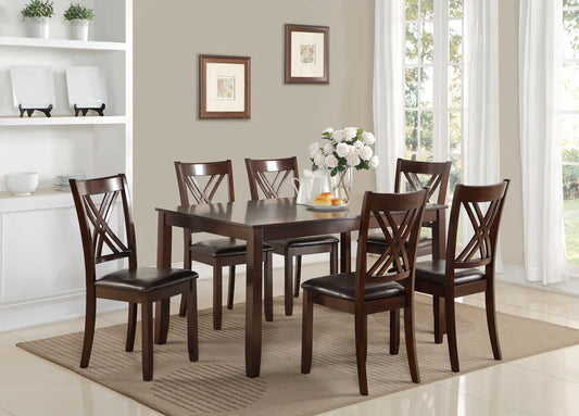 Eloise Espresso 7-Piece Dinette Set with Cross-Back Chairs | Contemporary Dining Collection