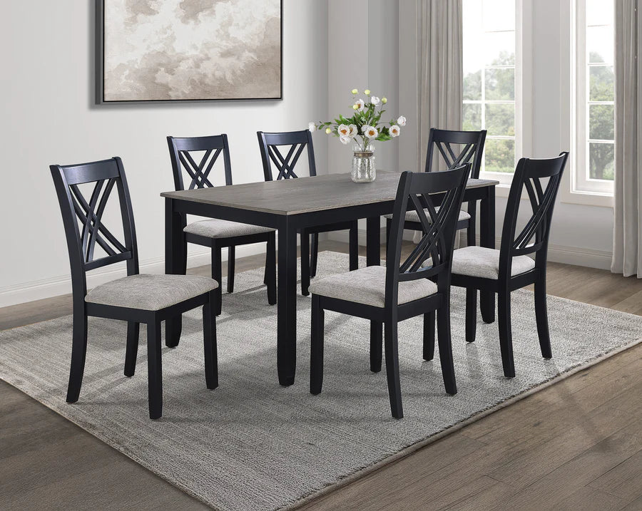Eloise Light Grey 7-Piece Dinette Set with Upholstered Chairs | Modern Casual Dining Collection