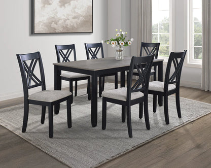 Eloise Light Grey 7-Piece Dinette Set with Upholstered Chairs | Modern Casual Dining Collection