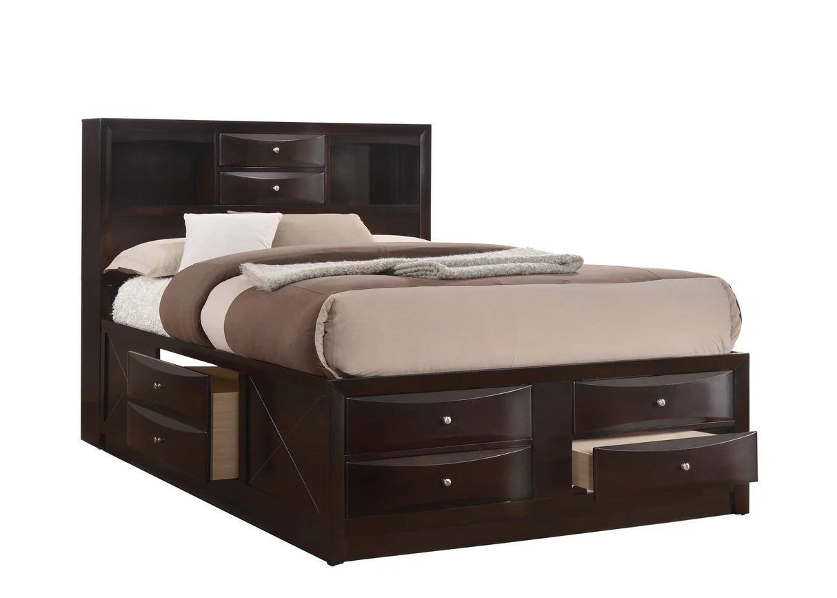 Emily Dark Cherry Storage Bookcase Platform Bed – Bedroom Storage Bed