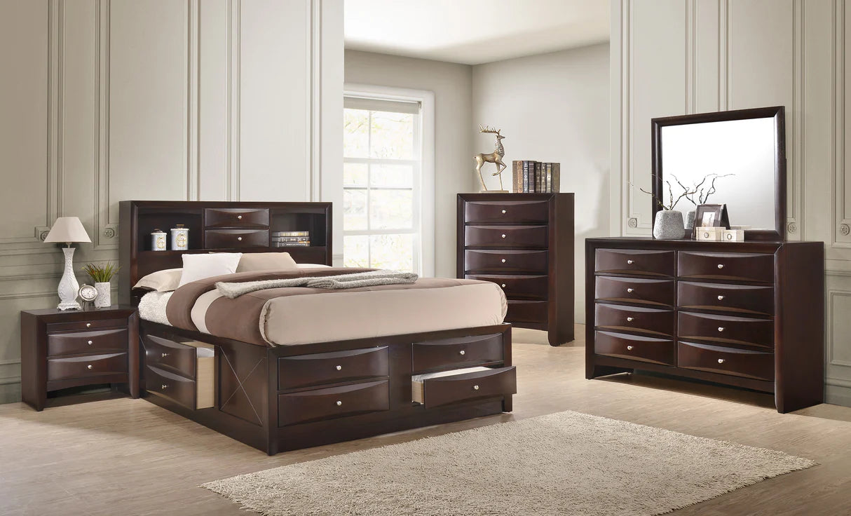 Emily Dark Cherry Storage Bookcase Platform Bed – Bedroom Storage Bed