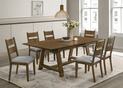 Everly Trestle Dining Set with Upholstered Chairs & Bench