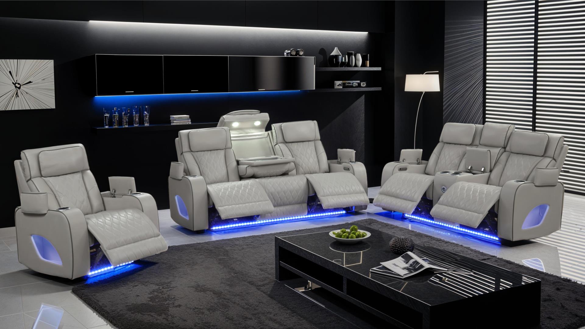 Fortuner Power Reclining Sofa Set with Surround Sound, Massage & LED Lighting
