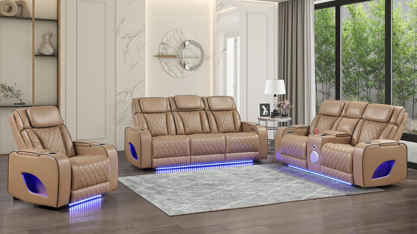Fortuner Power Reclining Sofa Set with Surround Sound, Massage & LED Lighting