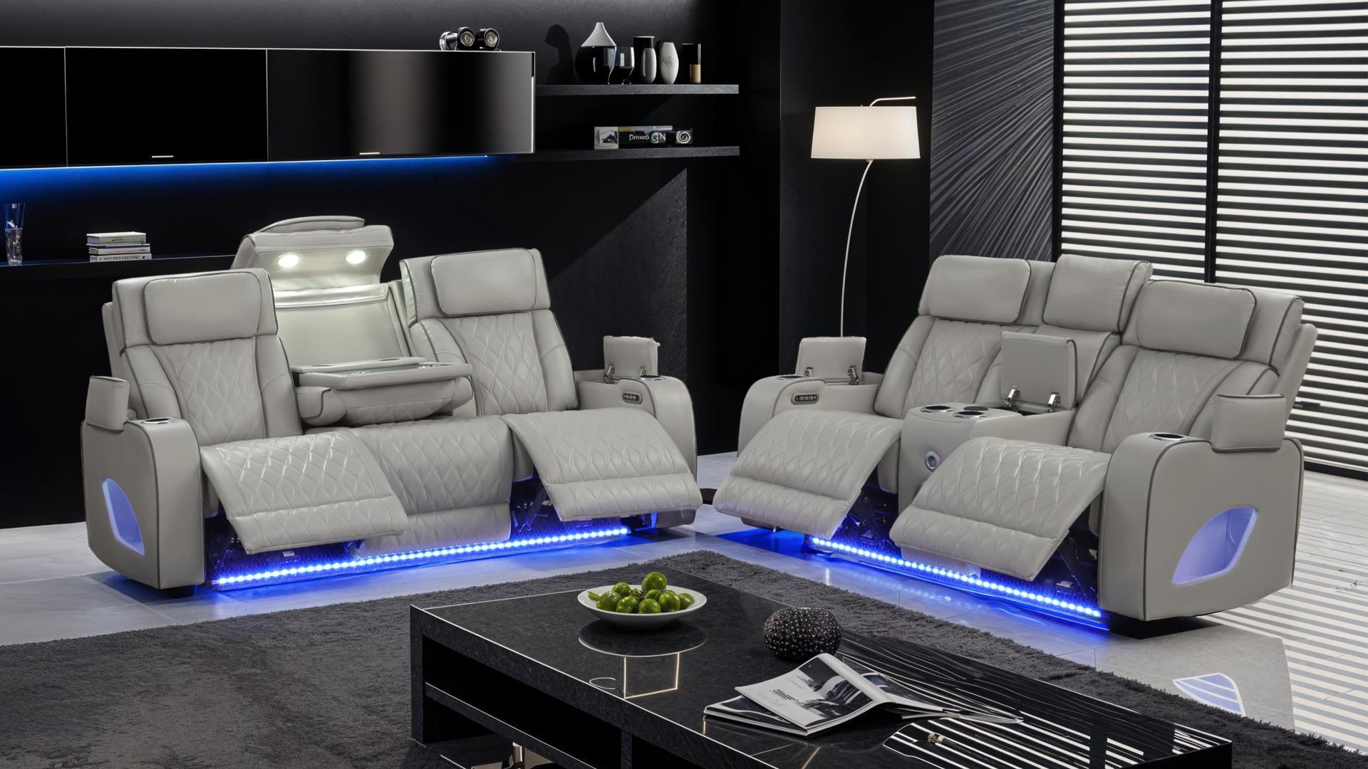 Fortuner Power Reclining Sofa Set with Surround Sound, Massage & LED Lighting