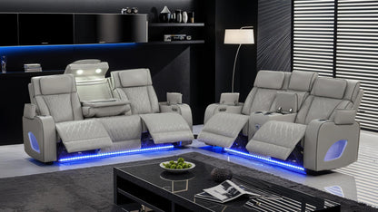 Fortuner Power Reclining Sofa Set with Surround Sound, Massage & LED Lighting