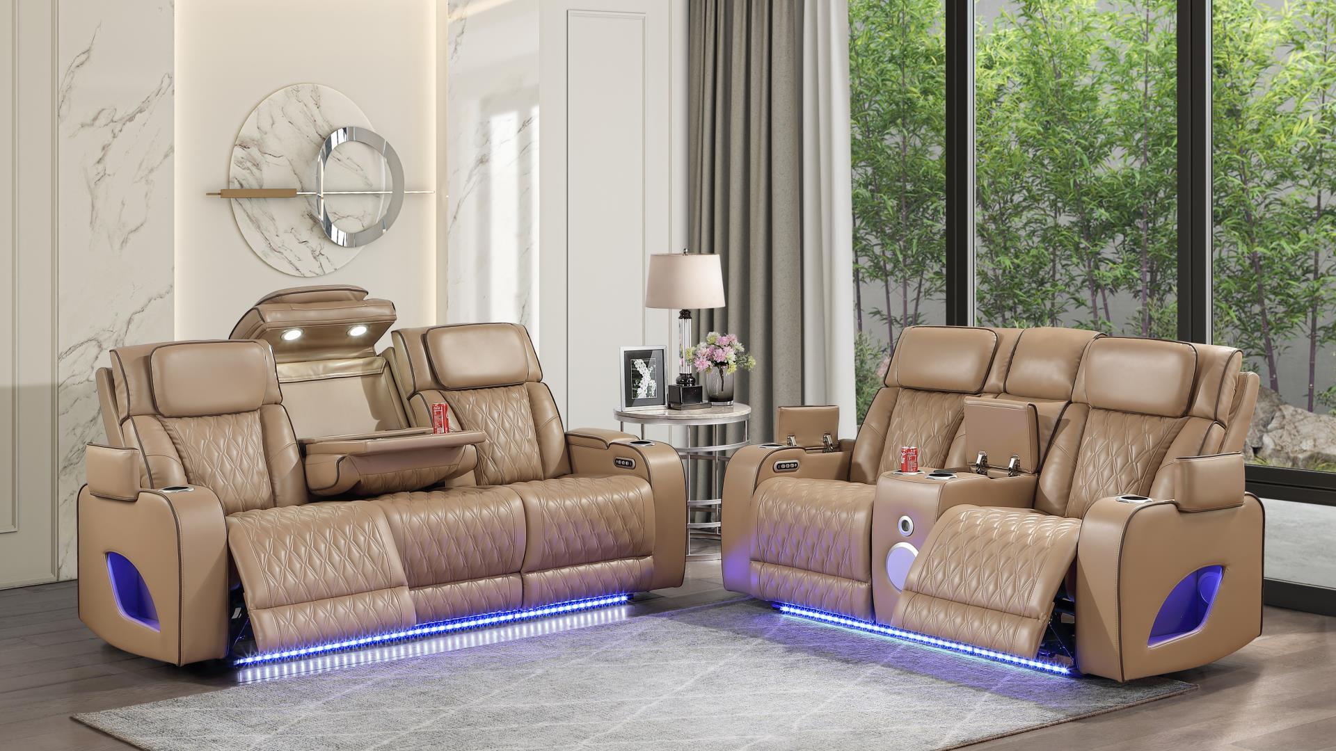 Fortuner Power Reclining Sofa Set with Surround Sound, Massage & LED Lighting
