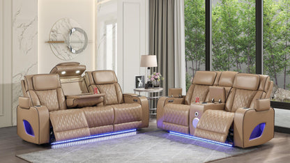 Fortuner Power Reclining Sofa Set with Surround Sound, Massage & LED Lighting