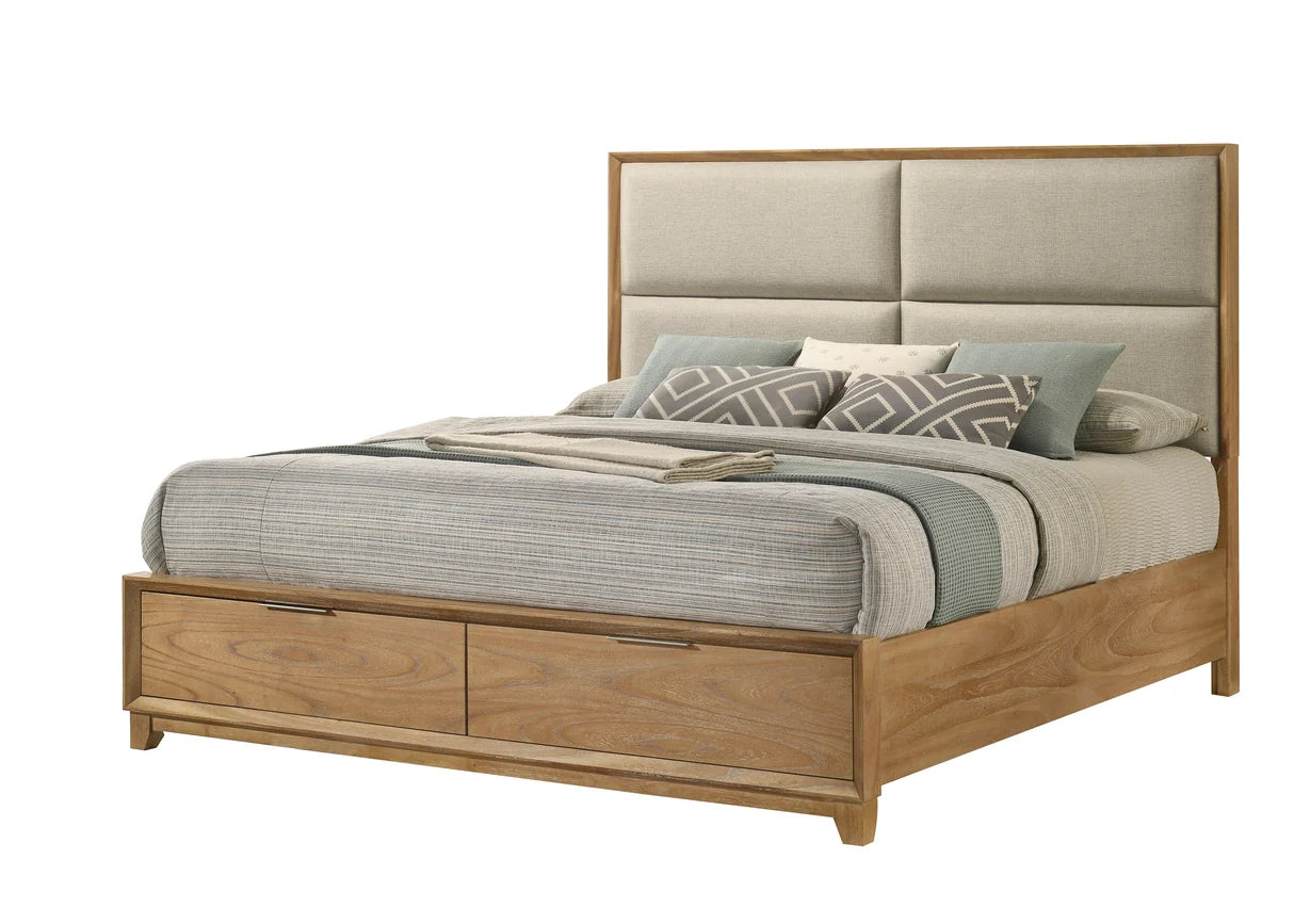 Florian Platform Storage Bed with Upholstered Headboard