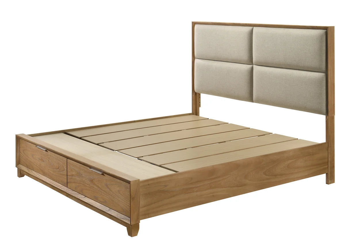 Florian Platform Storage Bed with Upholstered Headboard