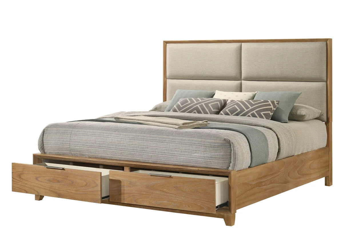 Florian Platform Storage Bed with Upholstered Headboard
