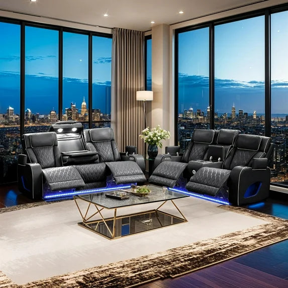 Fortuner Power Reclining Sofa Set with Surround Sound, Massage & LED Lighting