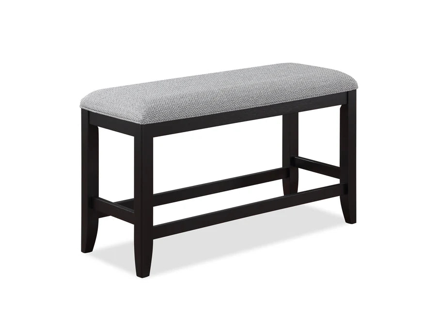 Bench with a gray cushion on a white background