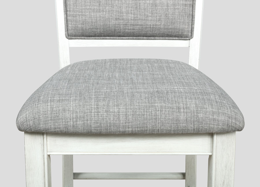 Fulton Chalk Grey Counter Height Dining Set with Lazy Susan, Chairs & Bench | Modern Farmhouse Style