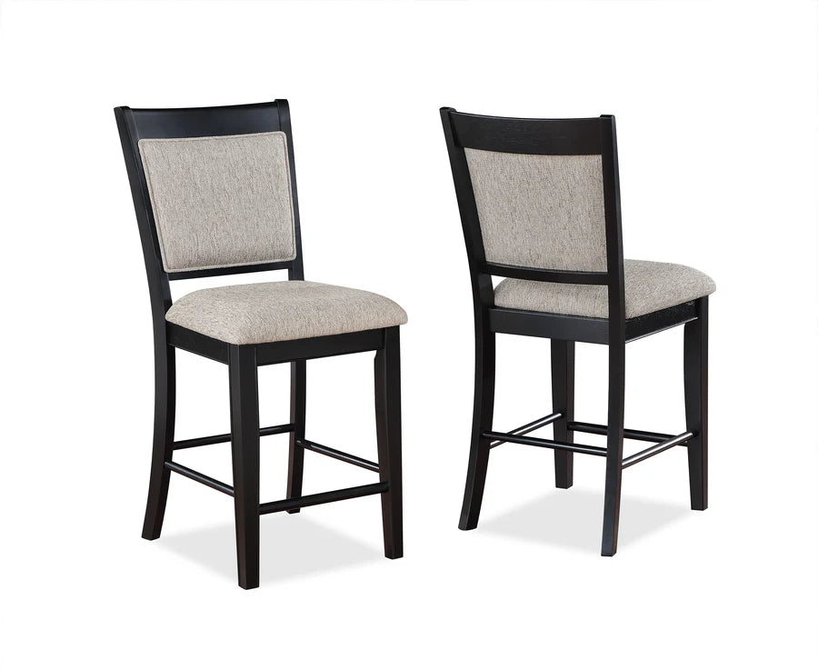 Fulton Light Grey Counter Height Dining Set with Lazy Susan, Chairs & Bench | Contemporary Dining Style