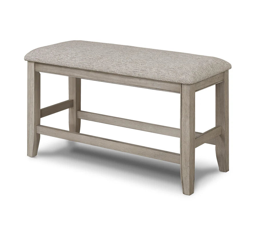 Fulton White Oak Counter Height Dining Set with Faux Marble Lazy Susan, Chairs & Bench