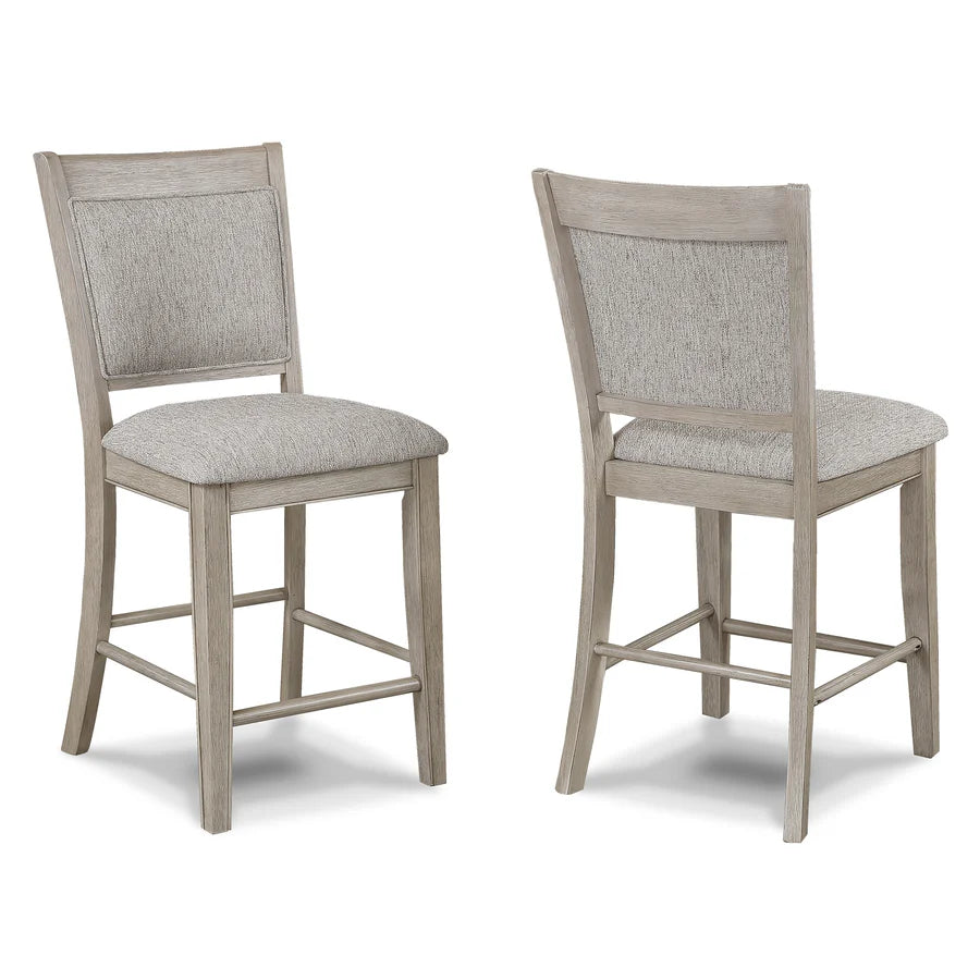 Fulton White Oak Counter Height Dining Set with Faux Marble Lazy Susan, Chairs & Bench