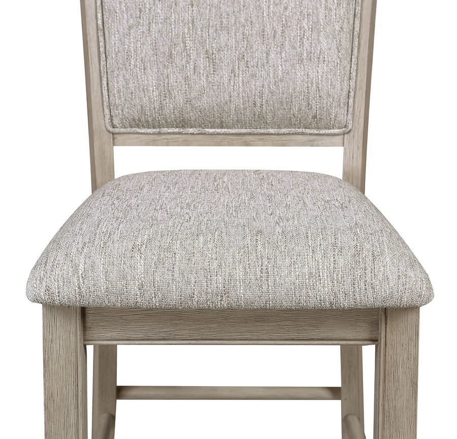 Fulton White Oak Counter Height Dining Set with Faux Marble Lazy Susan, Chairs & Bench