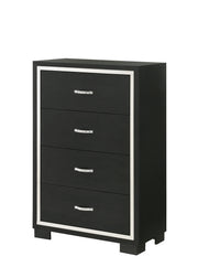 Gennro Black 5-Drawer Chest with Mirrored Trim