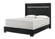 Gennro Black Fluted Panel Platform Bed