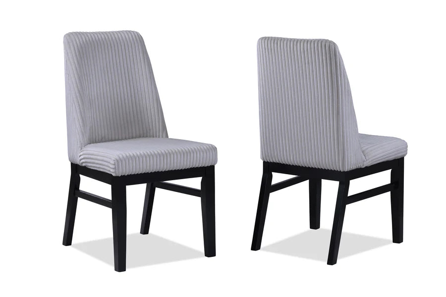 Hadley Light Grey Dining Set with Faux Marble Round Table & Upholstered Chairs | Contemporary Dining Style