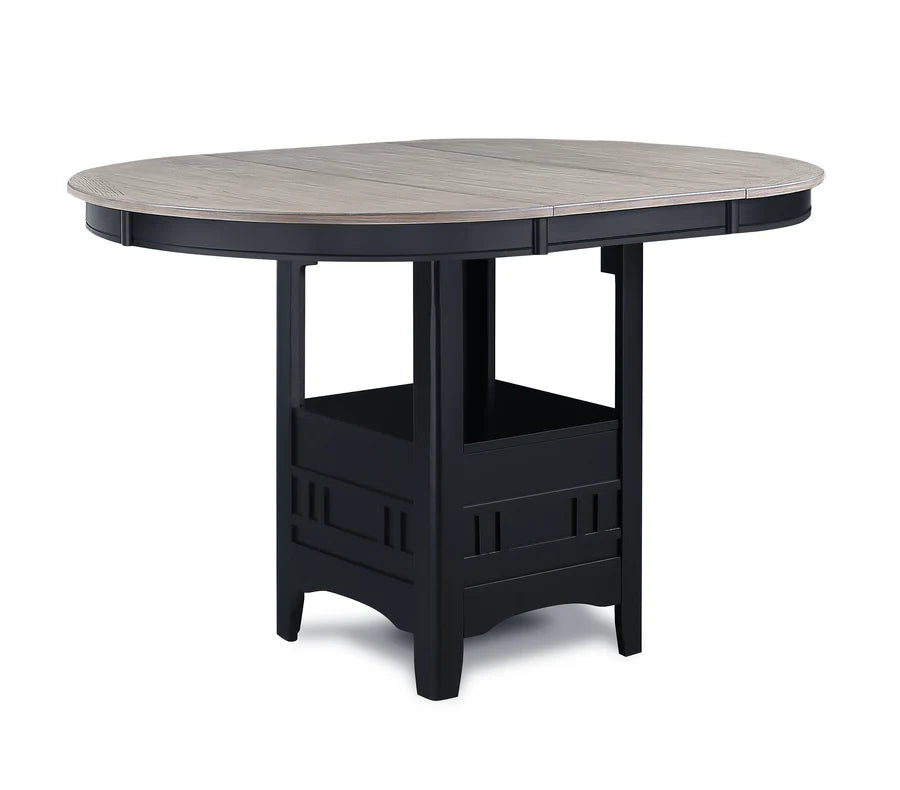 Hartwell Light Grey Counter Height Dining Set with Extension Leaf & Storage Shelf | Casual Dining Style