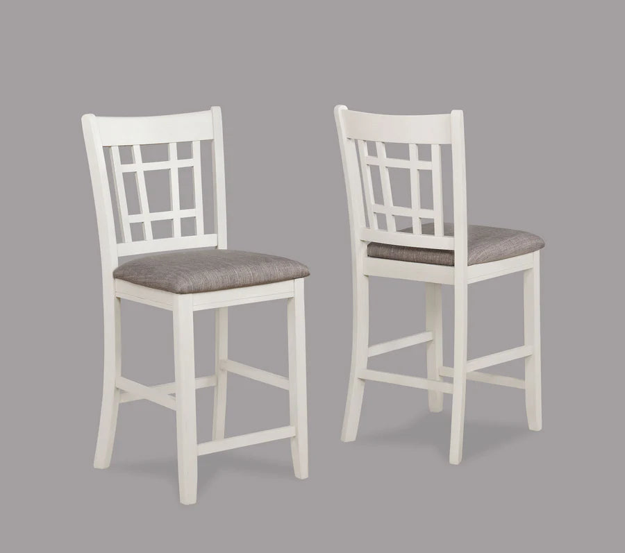 Hartwell Chalk Grey Counter Height Dining Set with Extension Leaf & Storage Shelf | Two-Tone Casual Dining