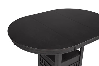 Hartwell Counter Height Dining Set with Extension Leaf & Storage Shelf | Charcoal Finish Dining Table