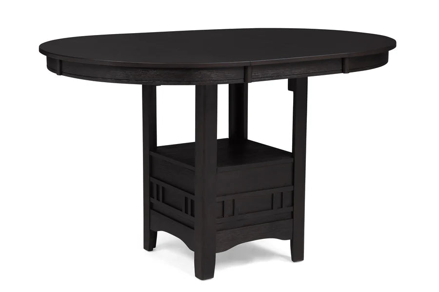 Hartwell Counter Height Dining Set with Extension Leaf & Storage Shelf | Charcoal Finish Dining Table