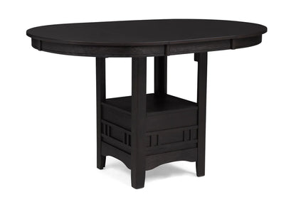 Hartwell Counter Height Dining Set with Extension Leaf & Storage Shelf | Charcoal Finish Dining Table