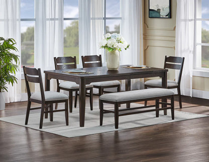 Higgins Dark Wood Dining Set with Bench | Classic Elegance