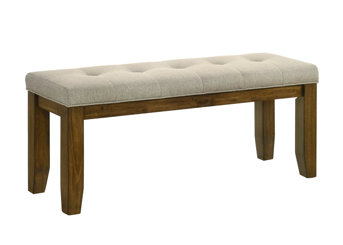 Hollister Warm Brown Dining Table Set with Upholstered Chairs & Bench