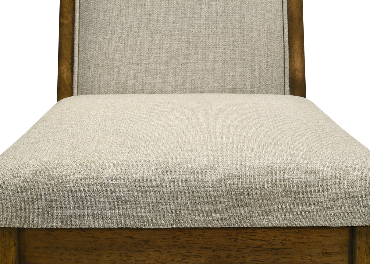 Hollister Warm Brown Dining Table Set with Upholstered Chairs & Bench