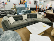 Palais Oversized Sectional Sofa with Removable Ottoman – Deep Seating in Charcoal Gray