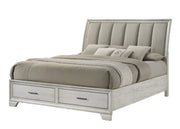 Jaymes Upholstered Storage Bed in White Mist